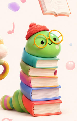 Lulu, the bookworm character, one of the 3LK crew