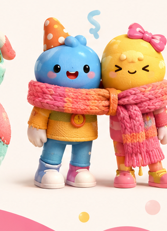 Two friends bundled up in a shared pink scarf